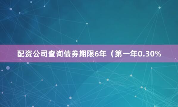 配资公司查询债券期限6年（第一年0.30%